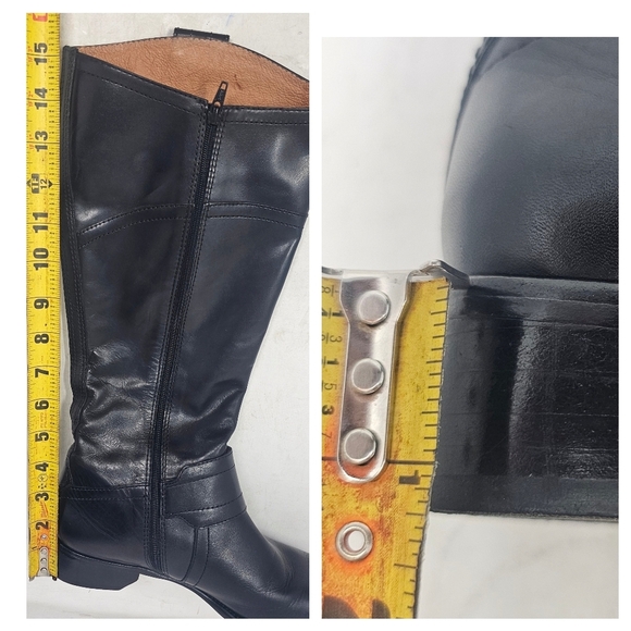 Corso Como Classic Black Leather Knee High Buckled Riding Boots Size 7.5M - Picture 15 of 16